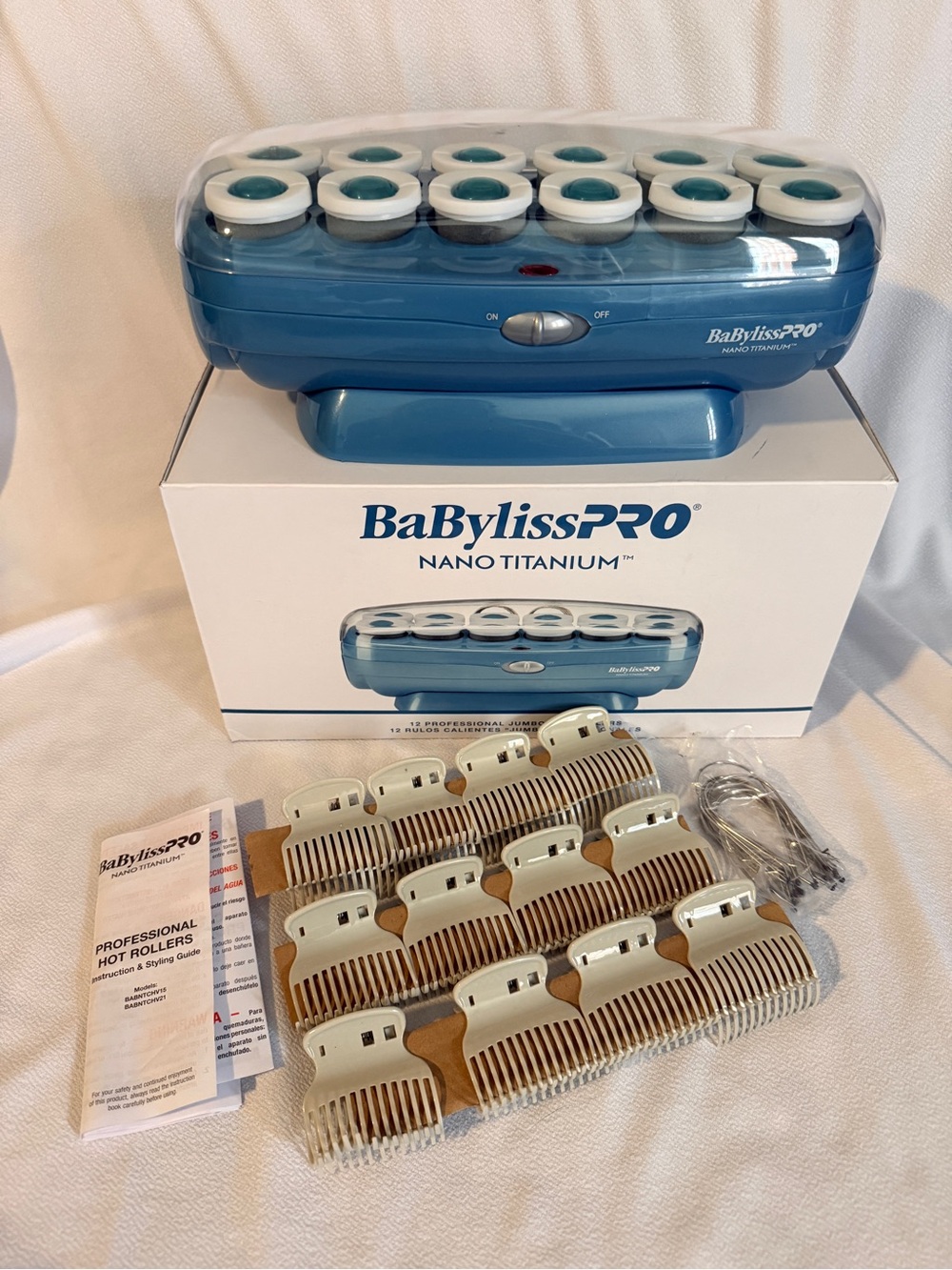 NEW BaBylissPRO 12 Count Jumbo Hot Rollers, Nano Titanium Curlers BaByliss PRO